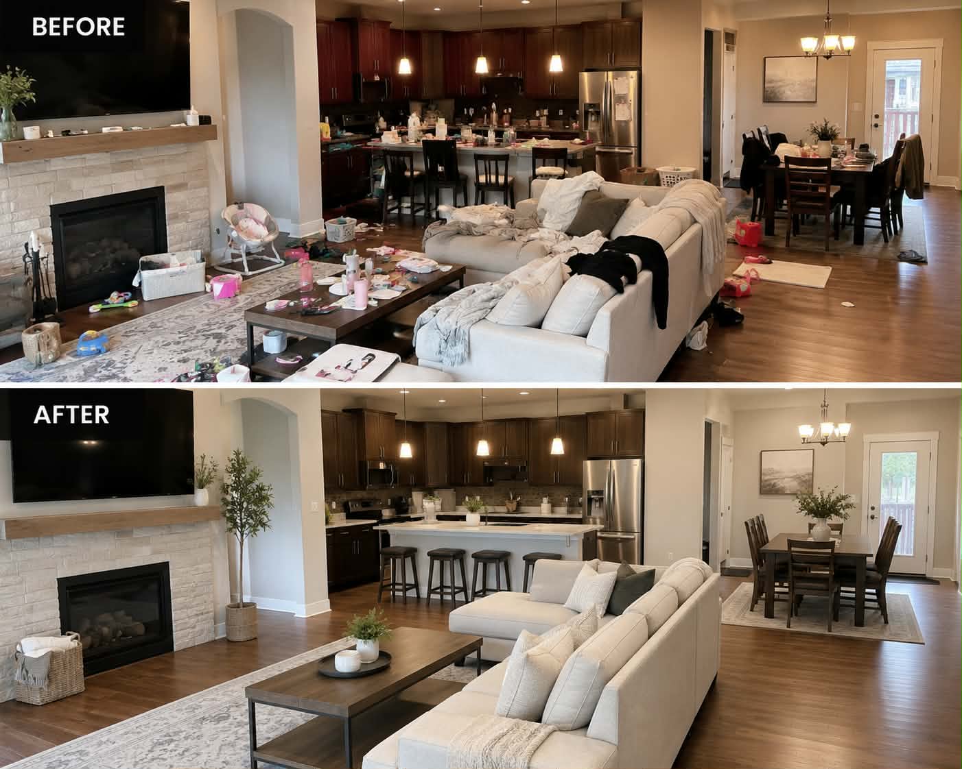 Open floor plan — Before & After